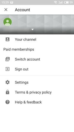 Account menu