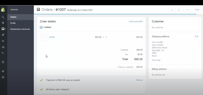 Shopify 打印所有订单