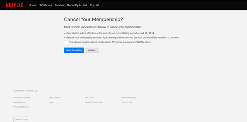 netflix 取消会员资格